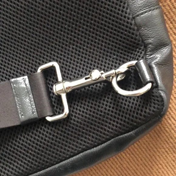 Coach Black Leather and Mesh Metropolitan Sling Backpack